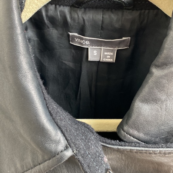 Vince Leather and Wool Bomber Jacket - Small - Picture 2 of 4